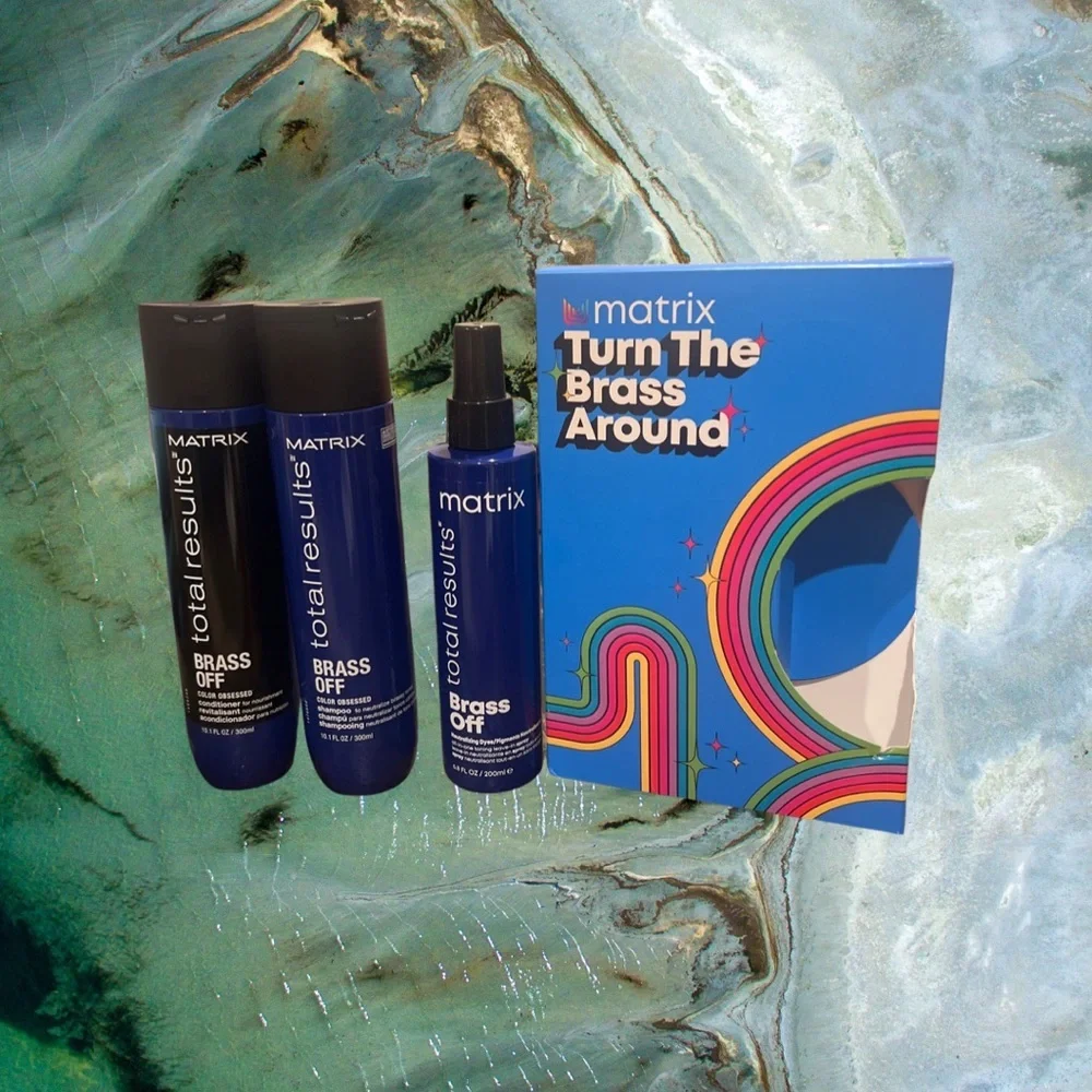 Matrix  Total Results BRASS OFF Color Shampoo Conditioner Blonde Leave In Spray